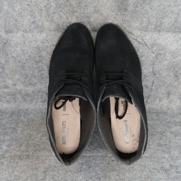 Clarks Shoes Women 7.5 Bootie Wedge Fashion Comfort Leather Classic Chukka Black - Picture 7 of 13